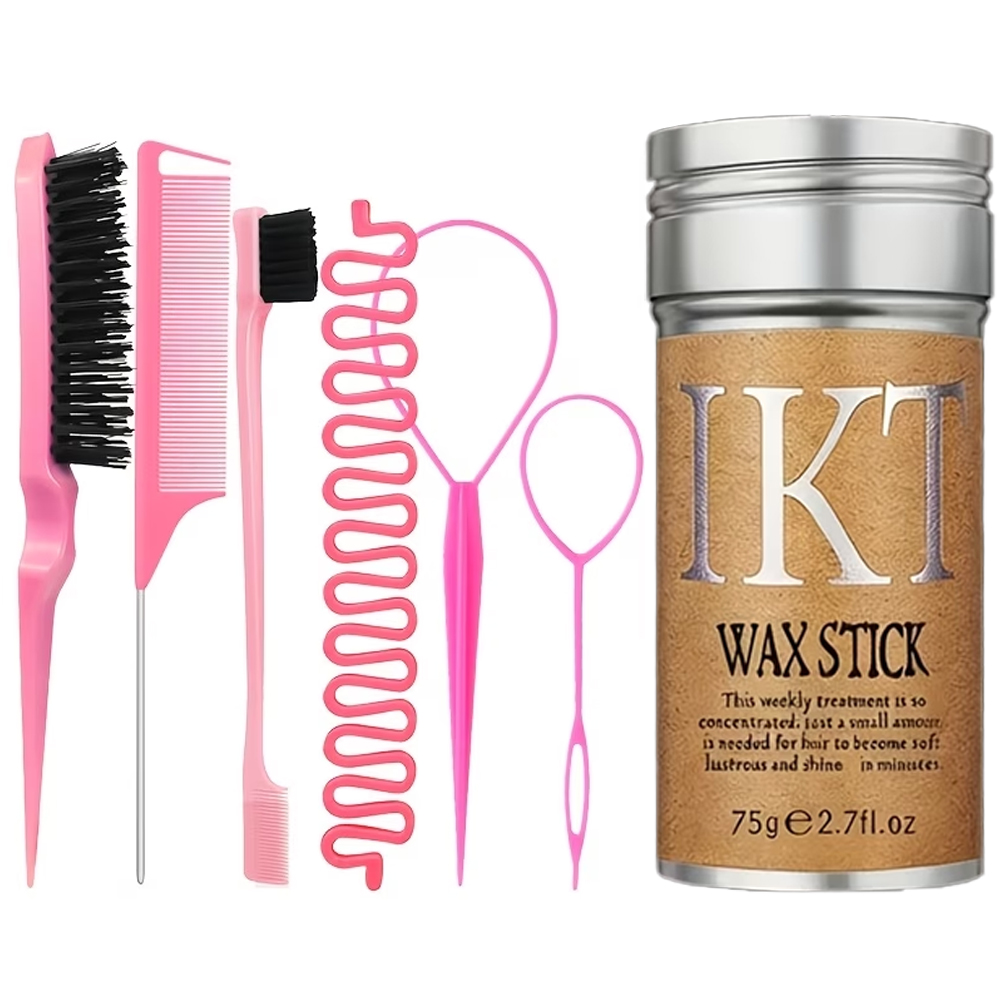 Hair Care Set - 7-teiliges Haarpflege-Set mit Haarwachs, Kamm, Flechtwerkzeug