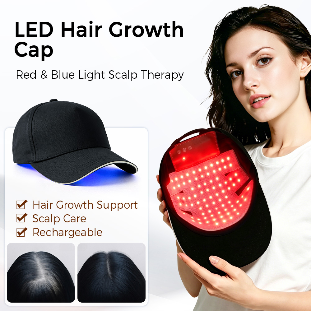 Hair Care Frizzy Hair - LED-Haarwuchskappe mit Rot-Blau-Lichttherapie 630nm 470nm Kopfhautpflege-Gerät
