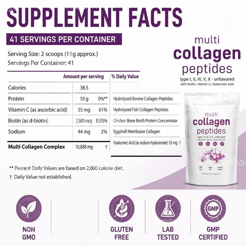 Multi-Kollagen-Peptid-Pulver T – Hair Care Vitamin Bewertung und Preis