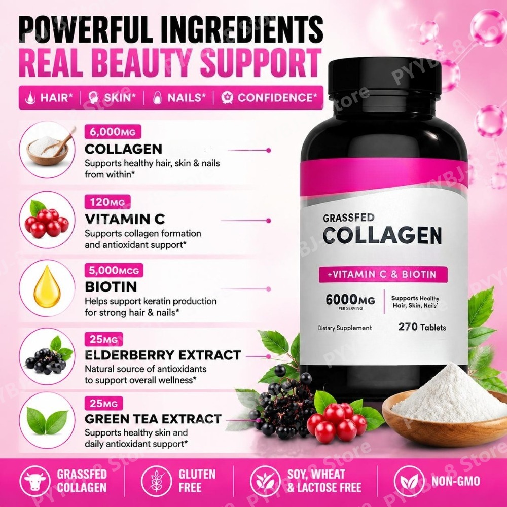Kollagen-Tabletten 6000mg mit  – Hair Care Vitamin Bewertung und Preis